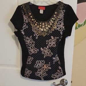 Zuleyka Rivera Miss Universe 2006 Vintage Black Gold Embellished beaded Top